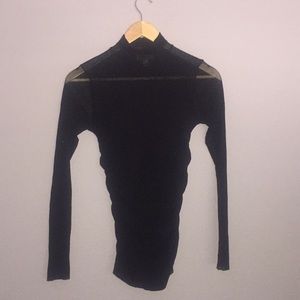 Black Mesh Long Sleeves Turtleneck